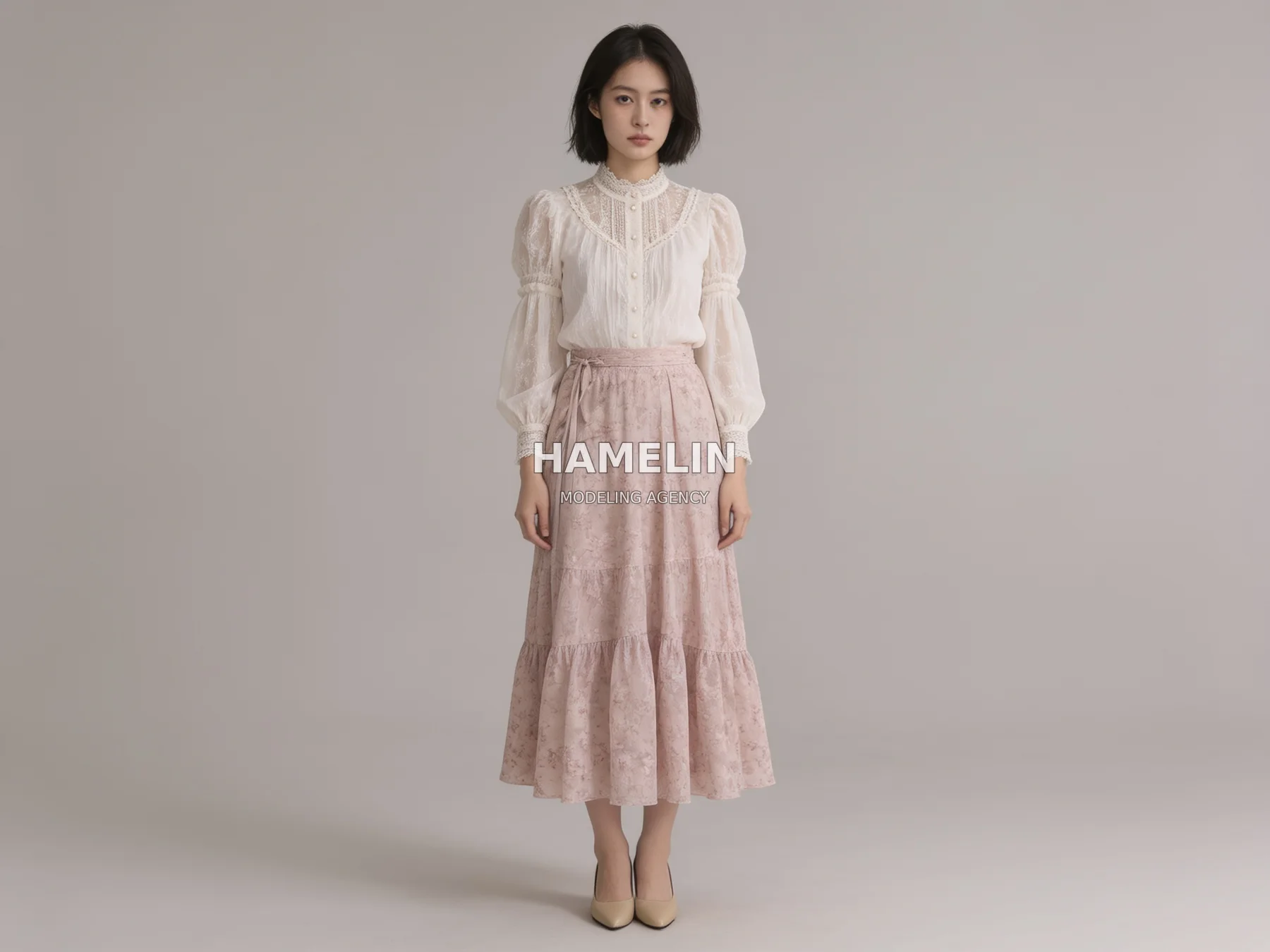 Soft Blouse & Romantic Pastel Lace Editorial 3