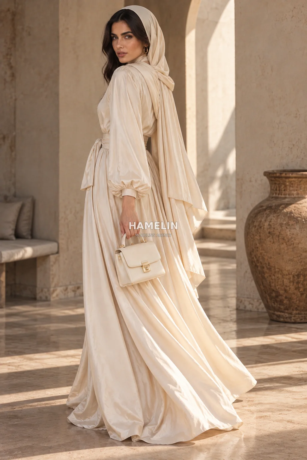 Silk Maxi Gown & Modest Haute Couture Editorial 4