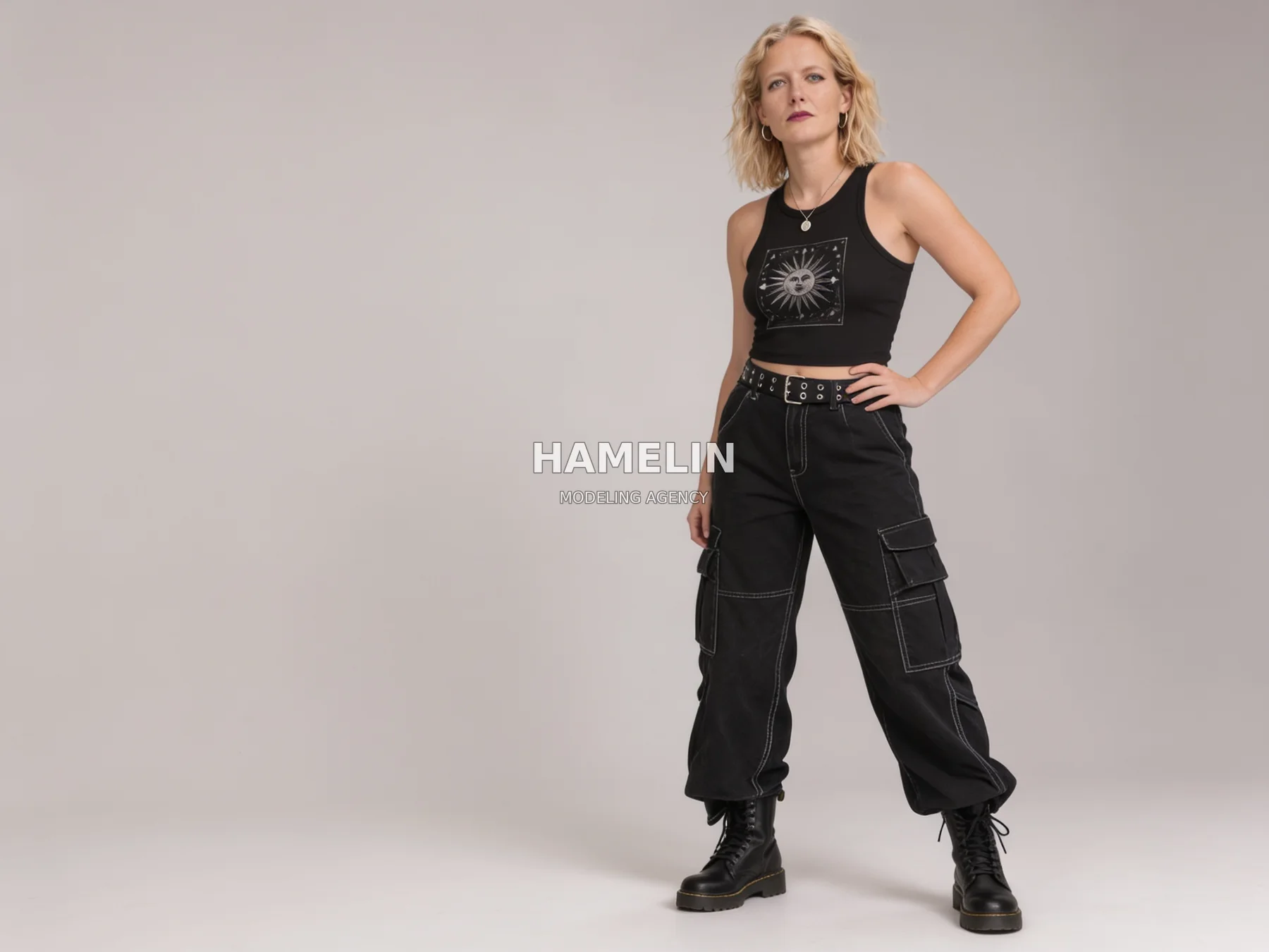 Mystic Sun Crop Top & Contrast Stitch Cargo Campaign 5