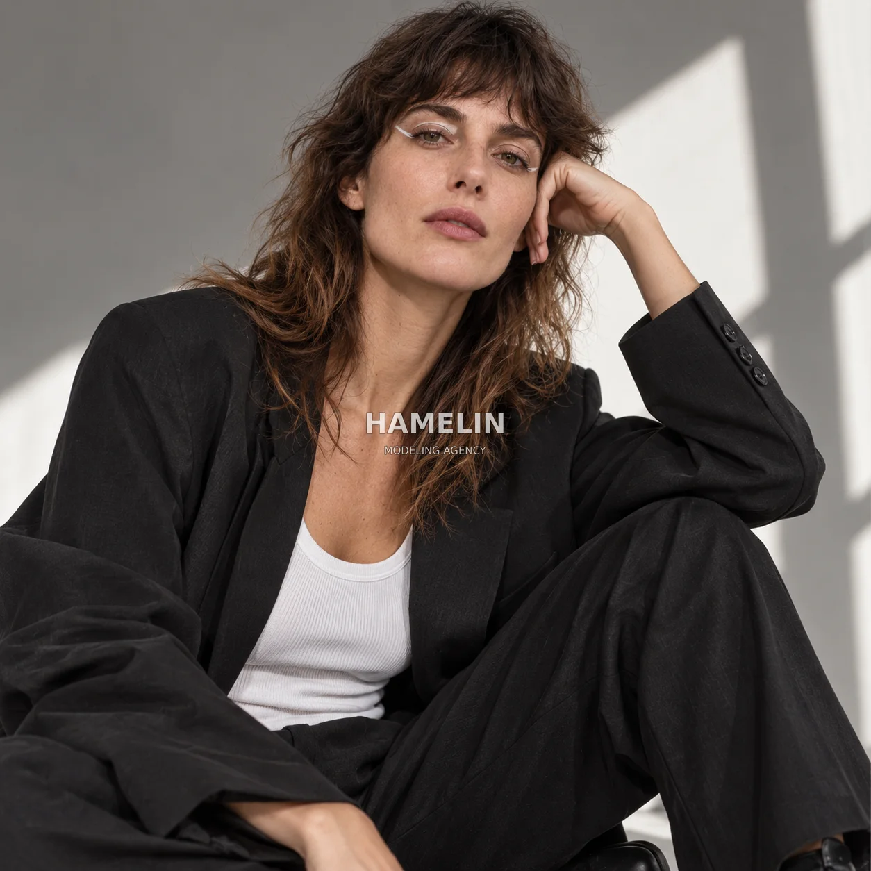 Black Tailoring & Geometric Shadow Studio Editorial 4